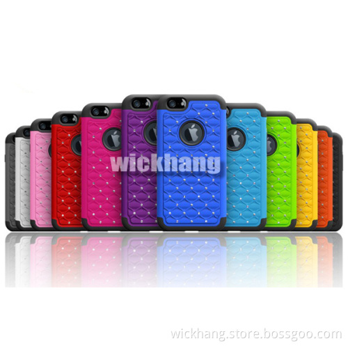 Heavy Duty High-End Glitter Hybrid Studded Diamond Cover Hard Case for iPhone 6